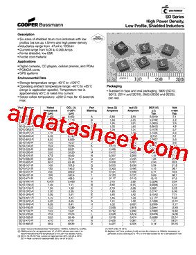 SD14-R87-R Datasheet PDF - Cooper Bussmann, Inc.
