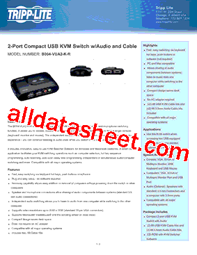 B004VUA2KR Datasheet PDF - Tripp Lite. All Rights Reserved