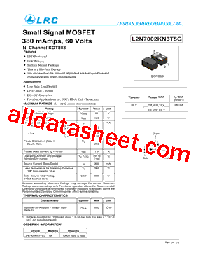 L2N7002KN3T5G Datasheet PDF - Leshan Radio Company