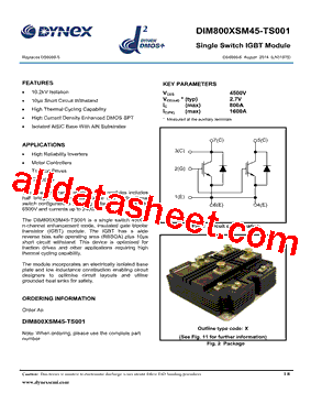 DIM800XSM45-TS001 Datasheet PDF - Dynex Semiconductor