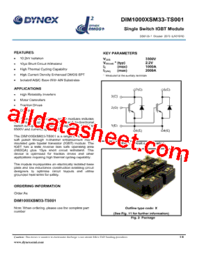 DIM1000XSM33-TS001 Datasheet PDF - Dynex Semiconductor