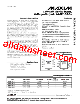 MAX5141 Datasheet PDF - Maxim Integrated Products