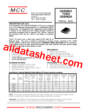 USB0803 Datasheet PDF - Micro Commercial Components