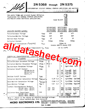2N5369 Datasheet PDF - Micro Electronics