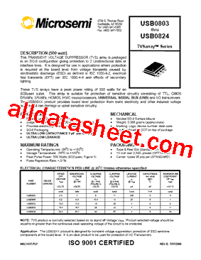 USB0803 Datasheet PDF - Microsemi Corporation