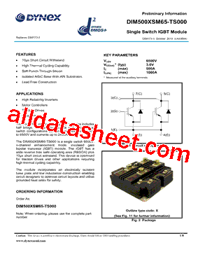 DIM500XSM65-TS000 Datasheet PDF - Dynex Semiconductor
