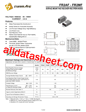 FR2AF Datasheet PDF - SUNMATE electronic Co., LTD