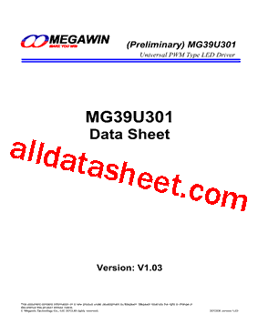 MG39U301ASC1 Datasheet PDF - Megawin Technology Co., Ltd
