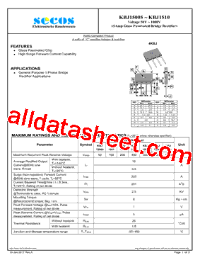KBJ15005 Datasheet PDF - SeCoS Halbleitertechnologie GmbH