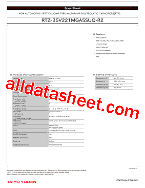 RTZ-35V221MGA5SUQ-R2 Datasheet PDF - Taiyo Yuden (U.S.A.), Inc