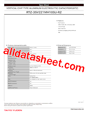 RTZ-35V221MH10SU-R2 Datasheet PDF - Taiyo Yuden (U.S.A.), Inc
